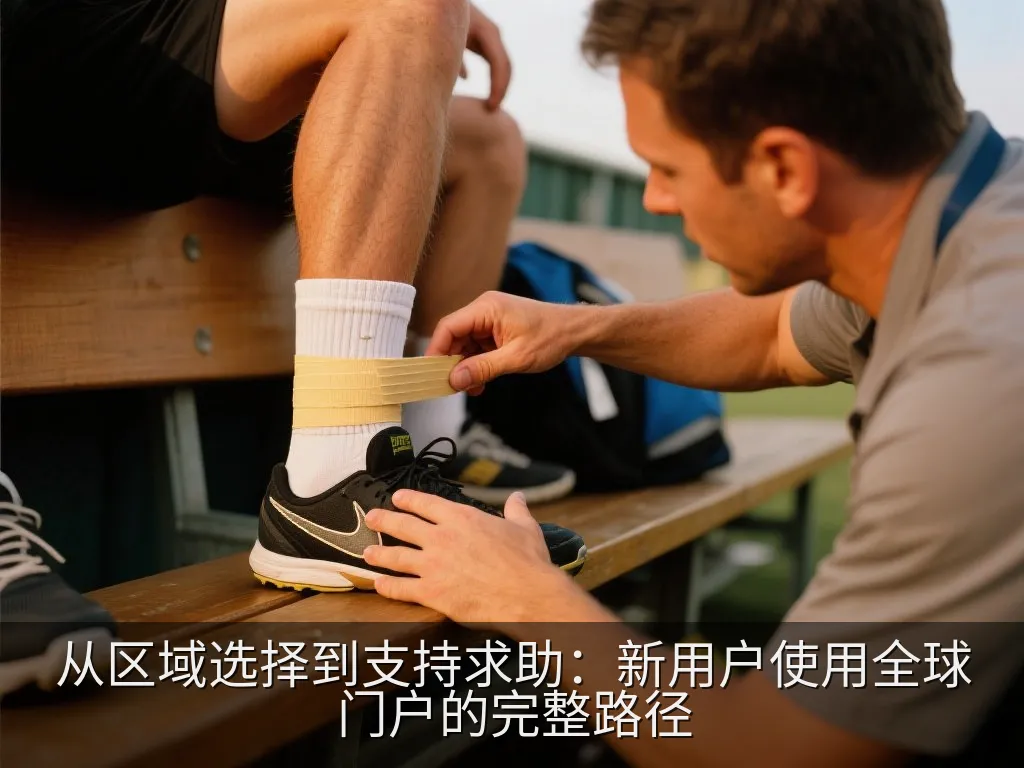 用户在电脑和手机之间核对导航与支持信息的编辑插画